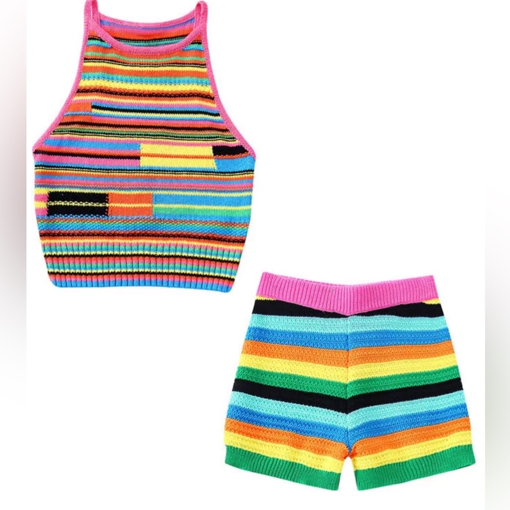 “Playing Games” Knitted Short Set